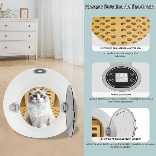 Vista 3 de Caja secadora de mascotas para gatos y perros pequeños de un radio de 16.5 lbs/16.53 libras, secado de 5 a 90 minutos, caja de secadora automática