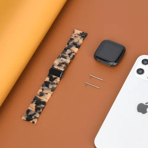Vista 6 de AWSMOR - Correa compatible con Fitbit Versa 2 Band para mujeres y hombres, correa de resina con hebilla de acero inoxidable de repuesto para reloj