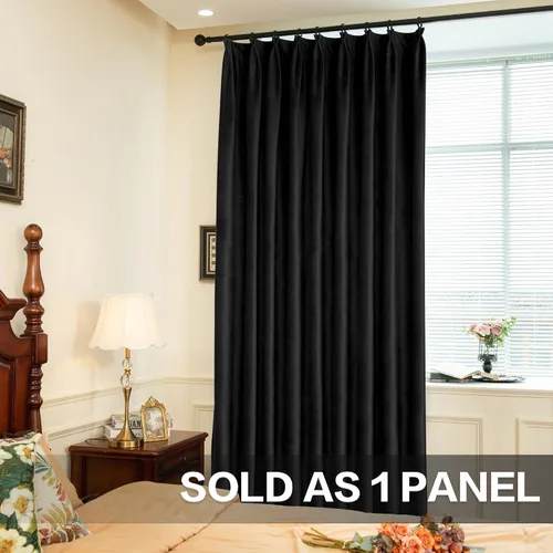 Vista 3 de MUMFAS Panel de Cortina con Pliegues Pellizcos de Terciopelo Sólido con Aislamiento Térmico 95% Opaca para Puerta de Patio para Barra Transversal