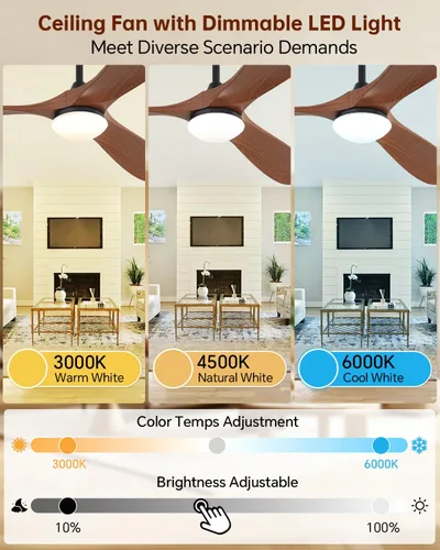 Vista 5 de Sofucor Ventiladores de techo inteligentes de 60 pulgadas con luces, ventilador de techo inteligente moderno para exteriores