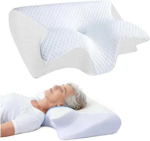 Vista 14 de Almohada ortopédica ergonómica para dolor de cuello y hombros, almohada cervical de espuma viscoelástica para dolor de cuello, color negro, 1 unidad