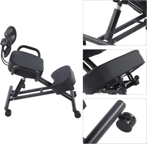 Vista 4 de Ejoyous Silla de rodillas, taburete neumático de corrección de postura con cojín altura ajustable ortopédico taburete de escritorio para bancario