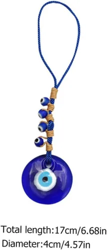 Vista 9 de 2pcs Devil's Eye Pendant Blue Beads Lucky Key Chain Evil Eye Key Holer House Decorations for Home Turkish Amulet Rear View Mirror Hanging Blue