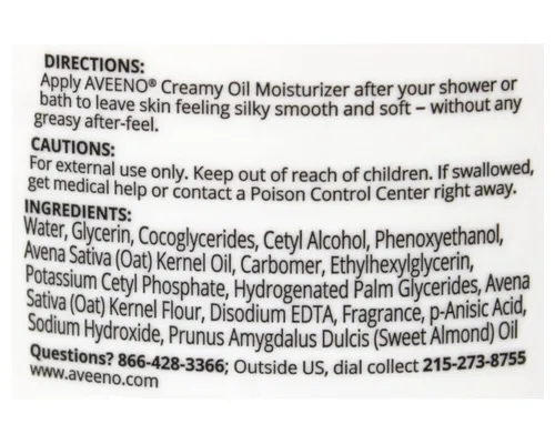Vista 4 de Aveeno Aceite cremoso R Size 12oz Aveeno Aceite hidratante cremoso
