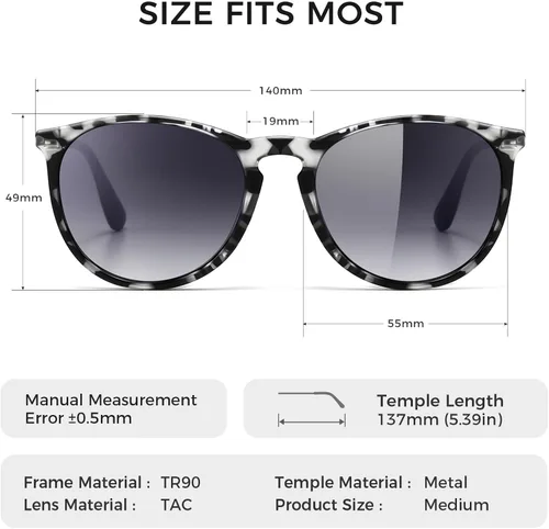 Vista 5 de SUNGAIT Gafas de sol redondas vintage prémium para mujeres y hombres