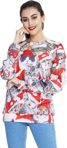 Vista 3 de RAISEVERN - Sudadera unisex de Navidad para hombres y mujeres de manga larga con cuello redondo