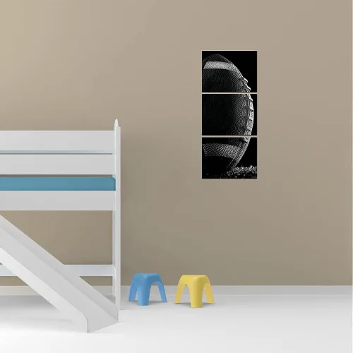 Vista 8 de Arte de pared de entrenamiento de rugby gimnasio, fútbol americano para decoración de pared de habitación de niños, pintura en lienzo negro de 12 x