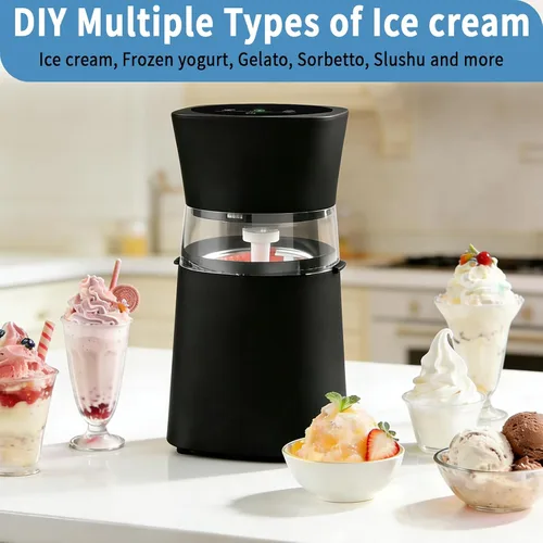 Vista 6 de Máquina para hacer helados con tazón precongelado, máquina de helados casera recargable, máquina eléctrica de helado pequeña de 20/30 minutos