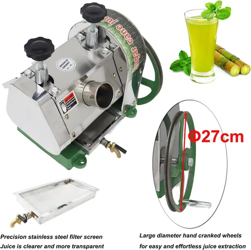 Vista 4 de Exprimidor manual de caña de azúcar 330LBS/H Extractor de jugo de caña de azúcar de entrada de 2.4 pulgadas, máquina de prensa de caña de azúcar