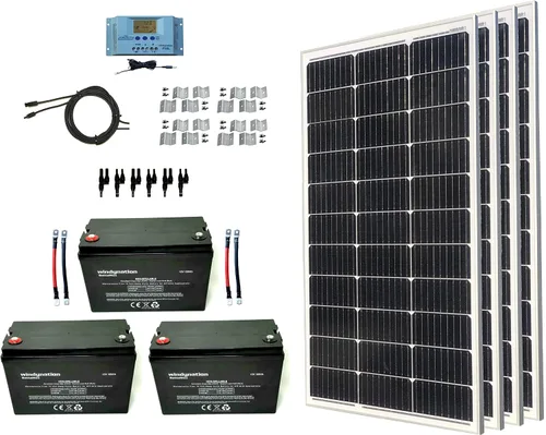 Vista 11 de WindyNation Kit de panel solar monocristalino de 400 vatios fuera de la red con controlador de carga LCD PWM + cable solar + conectores + soportes