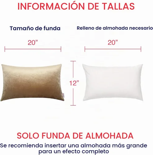 Vista 4 de Fundas de almohada decorativas lumbares, de terciopelo suave y liso, rectangular, color marrón champán, 12 x 20 pulgadas, paquete de 2, solo funda