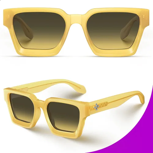 Vista 37 de VISOONE Moda 100% UV400 Protección Rectángulo TR90 Y2K Gafas de sol Accesorios para Mujeres Hombres RIVER, Transparente/Gris Rosa