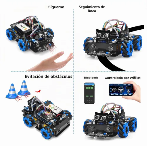 Vista 2 de Omnidireccional Mecanum Wheel Robot Car para Arduino STEM Coding Learning