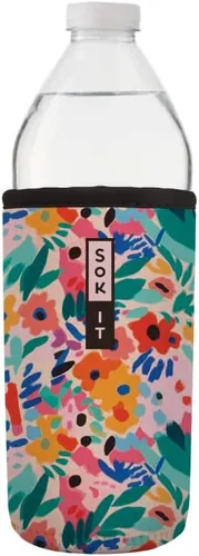 Vista 173 de Sok It BotlSok Funda para botella de agua con cubierta de neopreno aislante (Floral abstracto, se ajusta a CamelBak o Nalgene de 12 onzas)