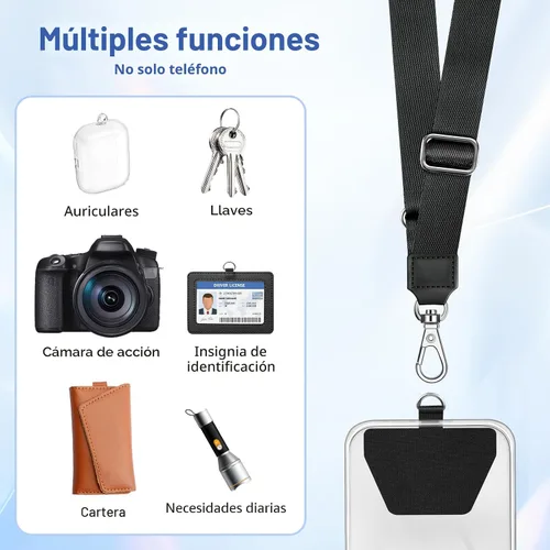 Vista 6 de Doormoon Cordón para teléfono, correa ajustable universal para el cuello, para llaves, insignias de identificación, cordón para teléfono celular