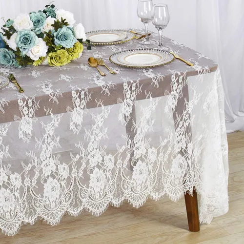Vista 14 de ShinyBeauty Mantel de encaje rectangular de 60 x 120 pulgadas, mantel de encaje negro rústico floral con superposiciones de encaje vintage, mantel