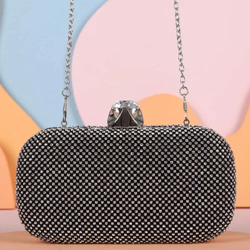 Vista 8 de Fawziya - Bolsas de embrague para mujer, diseño de diamante grande