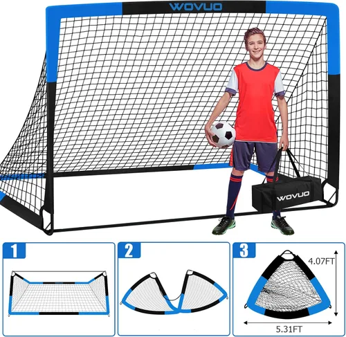 Vista 5 de Kids Soccer Goals for Backyard Set of 2, 6x4 ft Portable Toddler Soccer Goal Training Equipment with Soccer Target, Ball, Cones, Soccer Net for Kids