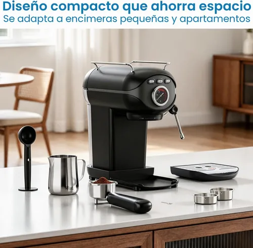 Vista 9 de XIXUBX Máquina de Espresso, Bomba de 20 BAR Control de Temperatura, Cafetera Espresso Compacta con Espumador de Leche al Vapor, Cafeteras