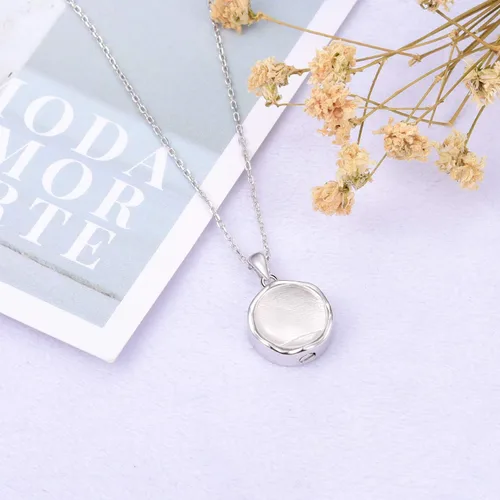 Vista 4 de Collar de cremación de plata de ley 925 para cenizas Collar colgante de urna de cristal transparente para mujer