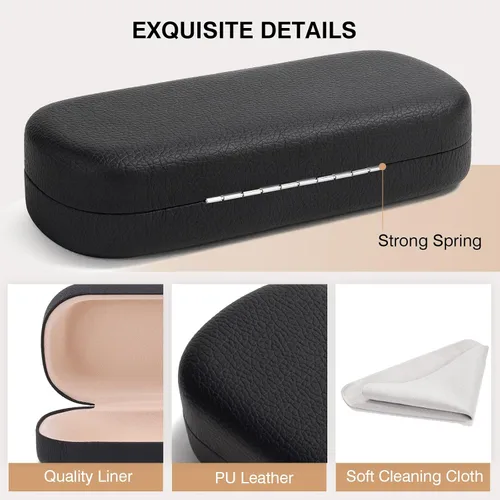 Vista 5 de Marvolia Estuche para gafas de sol, funda rígida grande de piel sintética para gafas de sol