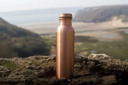 Vista 9 de Botella de agua de cobre 100% puro a prueba de fugas, perfecta para beneficios de salud ayurvédica para deportes, fitness, yoga, botella de agua