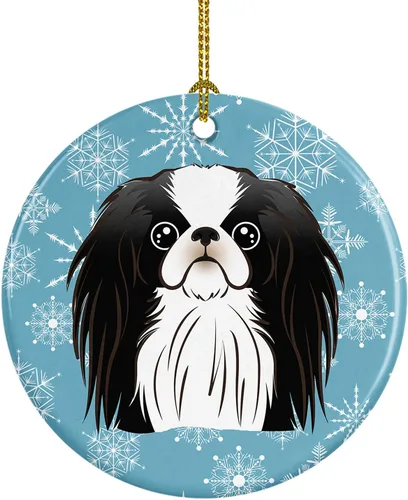 Vista 12 de Caroline's Treasures Adorno de cerámica con diseño de copo de nieve para colgar en el árbol de Navidad, para el hogar, Navidad, fiestas, regalo, 3