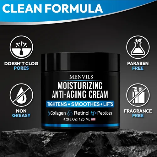 Vista 8 de Crema hidratante facial para hombre, antienvejecimiento y reparación de arrugas, loción para después del afeitado para hombres con colágeno
