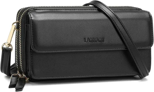 Vista 16 de Lanyani Cartera Cruzada RFID con Correa de Muñeca y Bolsillo para Teléfono para Mujeres de Cuero Vegano