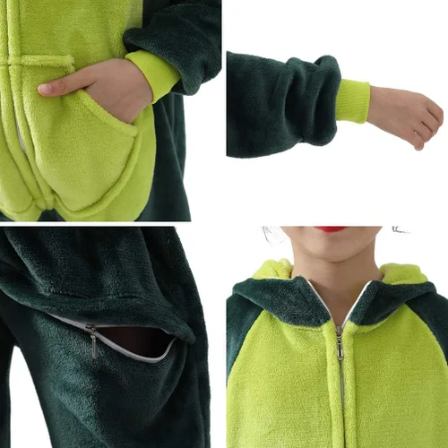 Vista 6 de Beskie Pijama de una sola pieza para niños, unisex, diseño de dragón, Navidad, Halloween, con pantuflas de 2 a 10 años