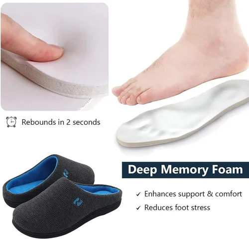 Vista 4 de Pantuflas RockDove para hombre de espuma viscoelástica, dos tonos