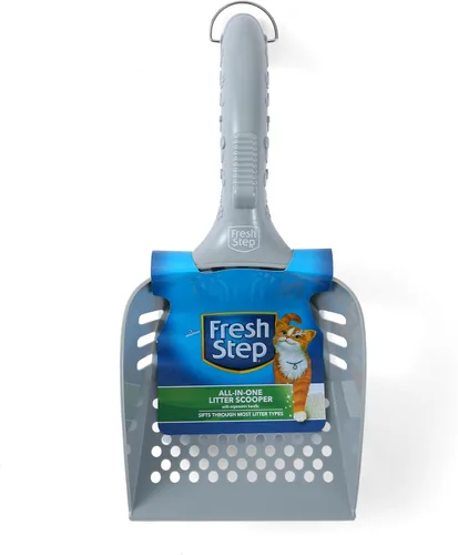 Vista 2 de Fresh Step Cuchara de arena todo en uno – Pala de arena para gatos rápida y fácil de usar – Pala profunda con mango ergonómico para recoger arena