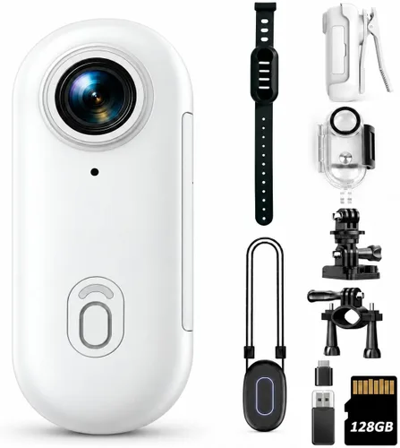Vista 9 de Mini cámara corporal 4K de 128 GB, cámara de acción magnética del tamaño del pulgar con grabación de video y audio, manos libres, impermeable Negro