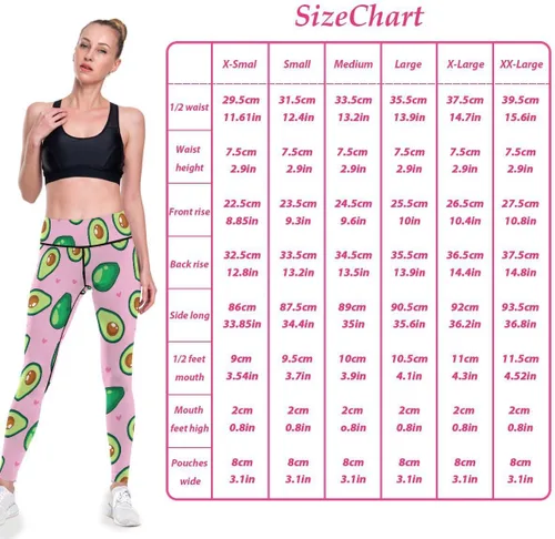 Vista 5 de JUNZAN Healthy Food Avocado Print Leggings for Women Lightweight Booty Pants for Fitness XS