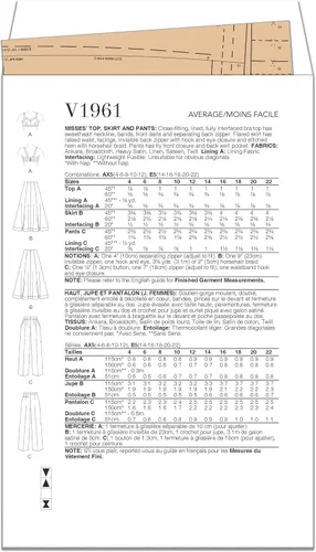 Vista 3 de Vogue Misses' - Brasier forrado, falda acampanada y pantalones con patrón de costura, código de diseño V1961, tallas 4-6-8-10-12
