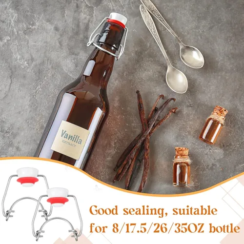 Vista 7 de Meanplan 6 tapas de repuesto para botellas con tapa abatible con 6 juntas de silicona de sellado, tapón superior abatible para botellas de vidrio