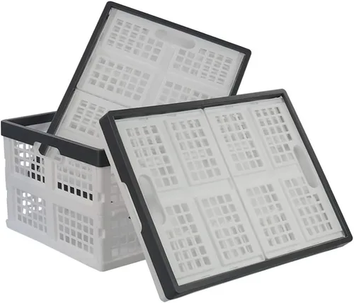 Vista 9 de Teyyvn Paquete de 4 cajas plegables para leche, contenedores apilables de plástico de 15 L