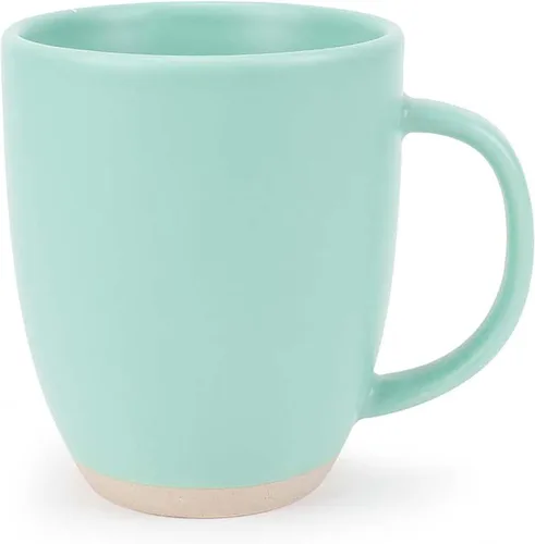 Vista 14 de Elanze Designs Paquete de 2 tazas de café de cerámica de 13 onzas con fondo de arcilla cruda, color verde menta Verde (Mint Green)