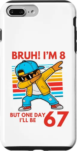 Vista 12 de Bruh I'm 8 But One-Day I'll Be 67 Retro 8th Birthday Kids Case for iPhone 17