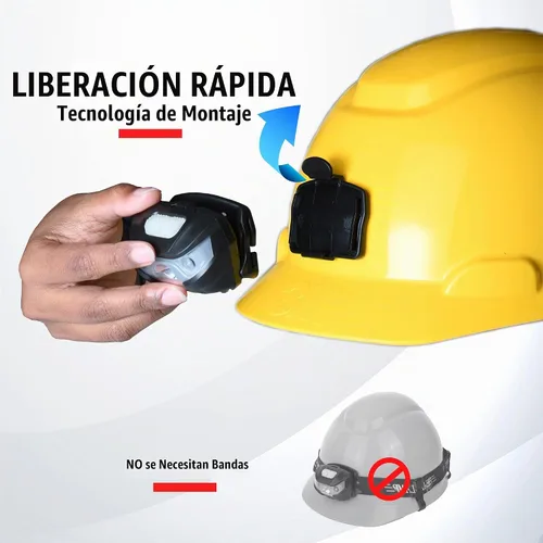 Vista 2 de Luz Recargable para Casco - Linterna Frontal para Mantener las Manos Libres, Linternas Frontales para Cabeza y Linterna LED Frontal, Lámpara