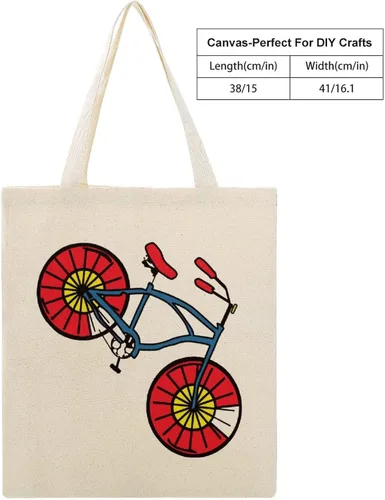 Vista 2 de Bolsa de lona reutilizable con bandera de Colorado y bicicleta, bolsa de compras de comestibles, bolsa de hombro para viajes de oficina
