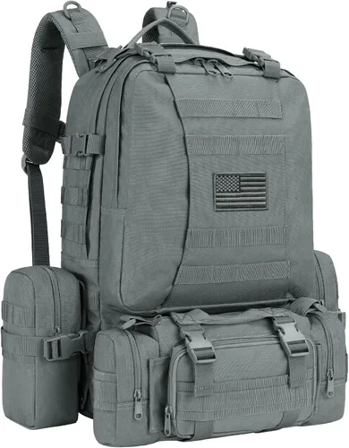 Vista 10 de CVLIFE Mochila táctica militar de asalto mochila Molle desmontable 01-negro con parche