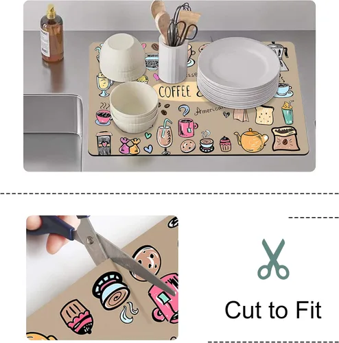 Vista 6 de Alfombrilla Divertida para Cafetera - Bandeja Espresso para Barra de Café Bajo Alfombrilla para Cafetera, Alfombrilla para Cafetera para Encimera