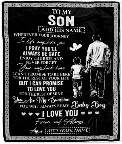 Vista 8 de Manta Personalizada "To My Son" de Mamá y Papá Regalos para Hijo que Va a la Universidad Cumpleaños Graduación Navidad Regalo Personalizado Manta