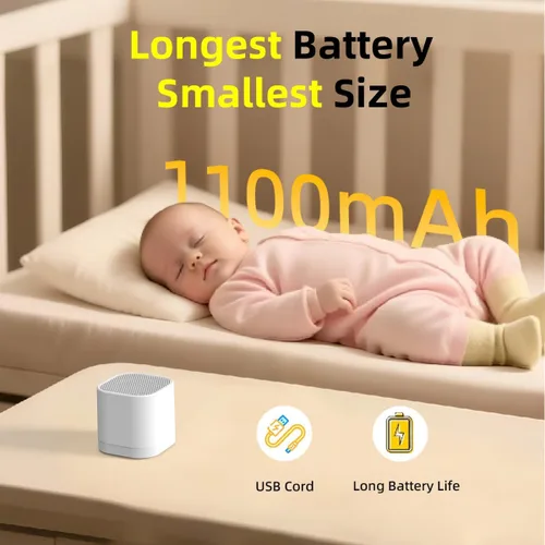 Vista 7 de SleeZOO Máquina de sonido portátil para dormir, mini máquina de ruido blanco para bebés, niños y adultos, con 30 sonidos relajantes, 4