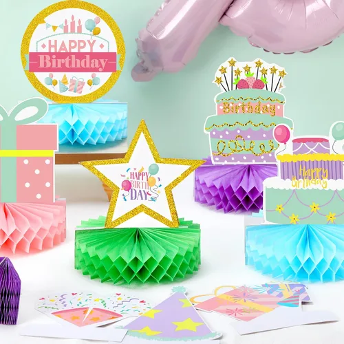 Vista 5 de Kisston 9 piezas de decoración de mesa de panal de abejas de cumpleaños