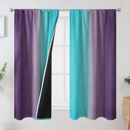 Vista 54 de Estelar Textiler Cortinas oscurecedoras beige y blanco grisáceo de 45 pulgadas de largo, cortinas graduadas con bloqueo de luz para baño, cortinas