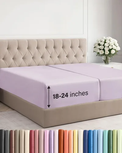 Vista 161 de Sábana bajera ajustable extra profunda Twin XL – Sábana bajera individual de lujo de hotel solamente – Se adapta fácilmente a colchones de 18 a 24