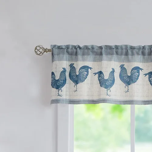 Vista 9 de SXZJTEX Farmhouse Rooster - Cortinas rústicas de estilo bohemio para cocina, paneles con dobladillo para cortinero, para sala de estar, cocina, baño