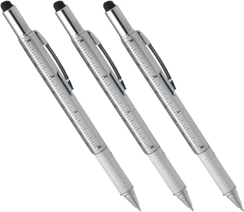 Vista 12 de Multipalabra 6 en 1 herramienta multifunción bolígrafo con bolígrafo, regla, destornillador, una cabeza plana, bolígrafo de pantalla táctil, medidor